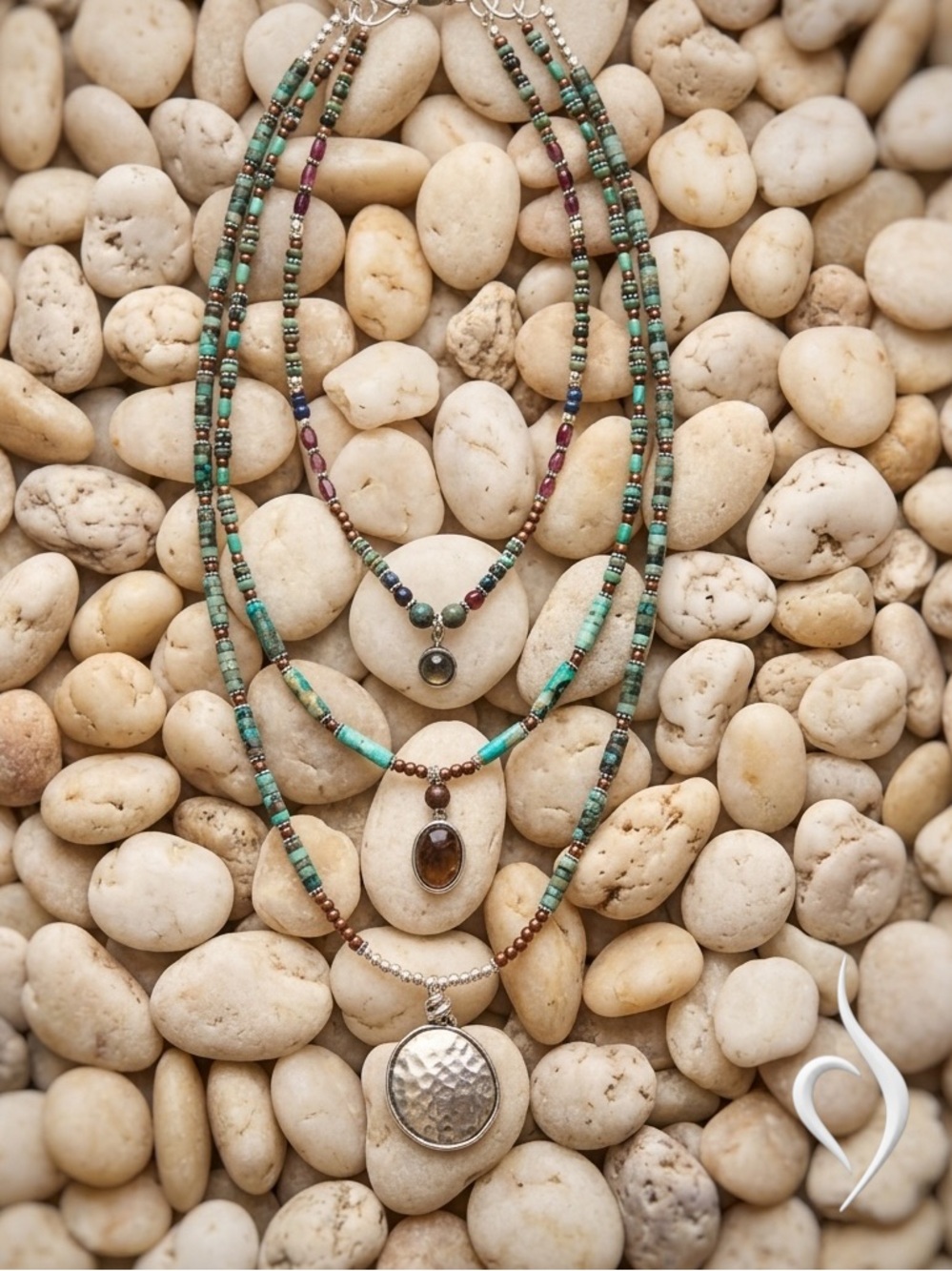 Three in One Turquoise & Sea Sediment Jasper Necklace